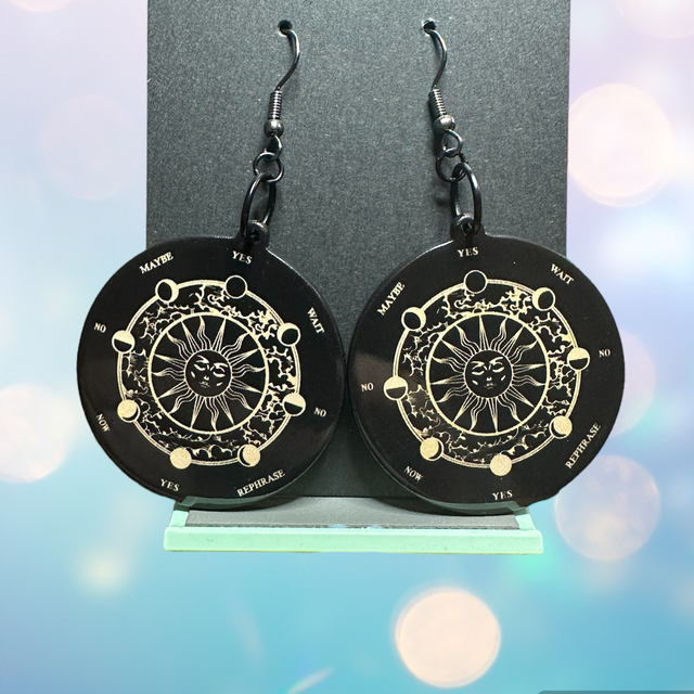 Round Sun and Moon Ouija Disc Earrings