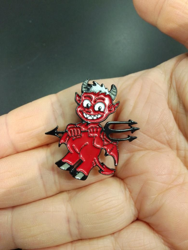 Red Devil Goat with Wings Pin Badge 