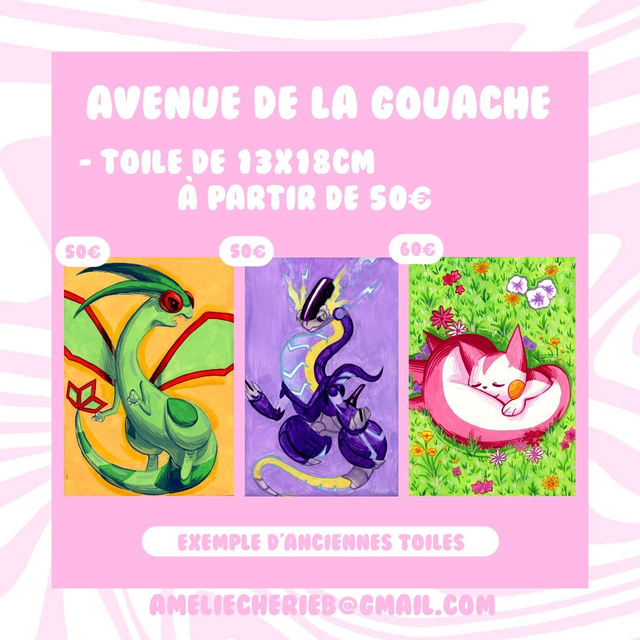 Gouache sur toile 13x18cm à la commande