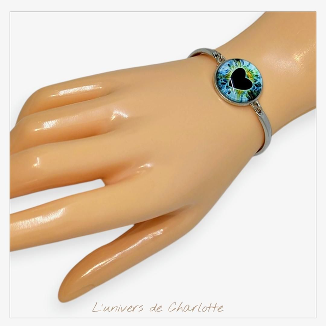 Bracelet "Turquoise" coeur acier C-05