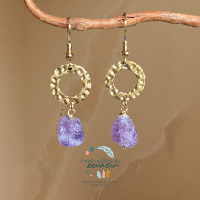 Boucles d’oreilles en améthyste brute