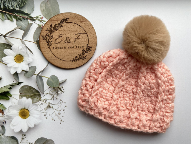 Handmade hat. Crochet hat, in a beautiful apricot peach colour. Baby size 0 - 3 months.