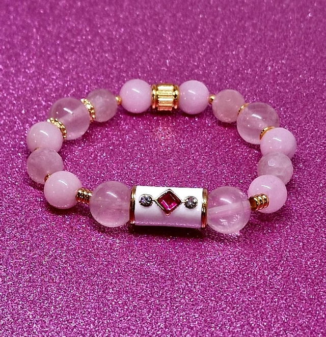 Bracelet Quartz rose en 1 et 1,2 cm