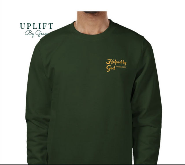 Helped by God Sweatshirt — Forest Green