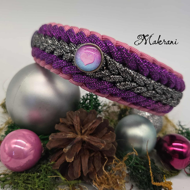 Paracord Halsband Glitzer lila
