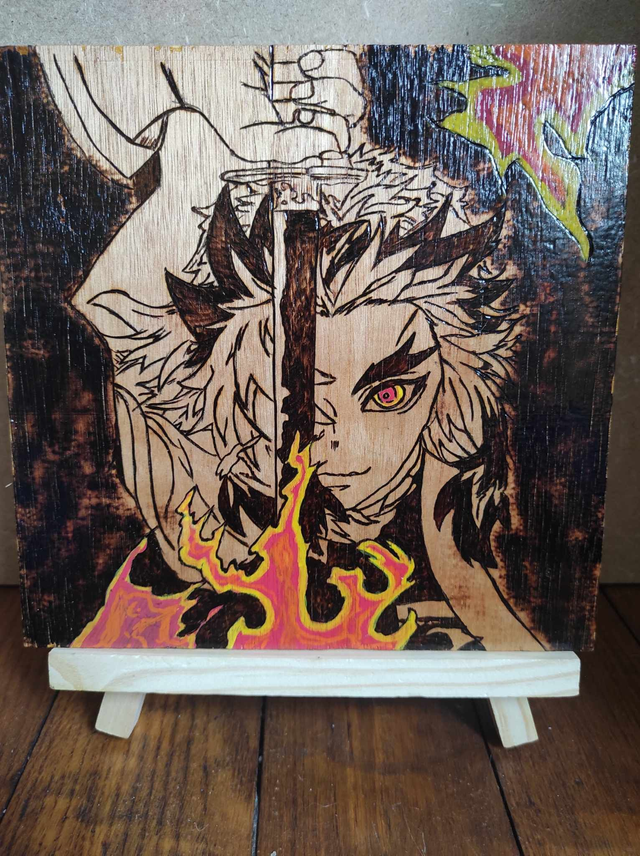 Cadre pyrogravure Demon Slayer Kyojuro Rengoku