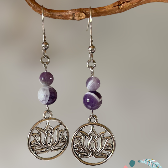 Boucles d’oreilles en Améthyste chevronné