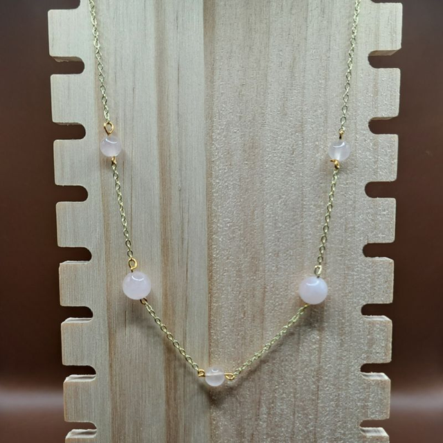 Collier 5 parties Quartz rose