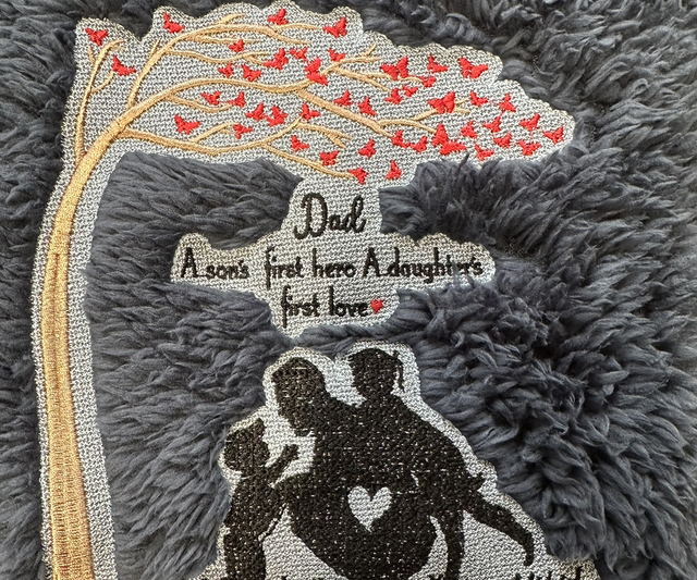 Blanket - Dad with 2 Children