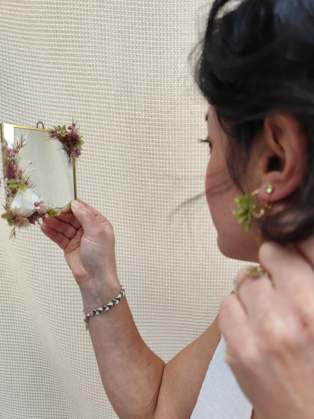 Miroir floral "Matcha & Rose"