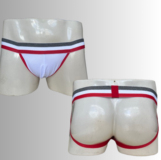 Jockstrap branca com listras 