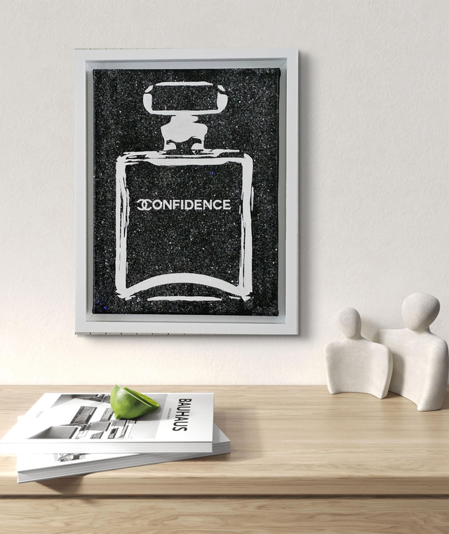 Confidence WHITE paint on Black  white frame