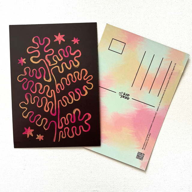 Postkarte Pflanze in Kratzbildoptik