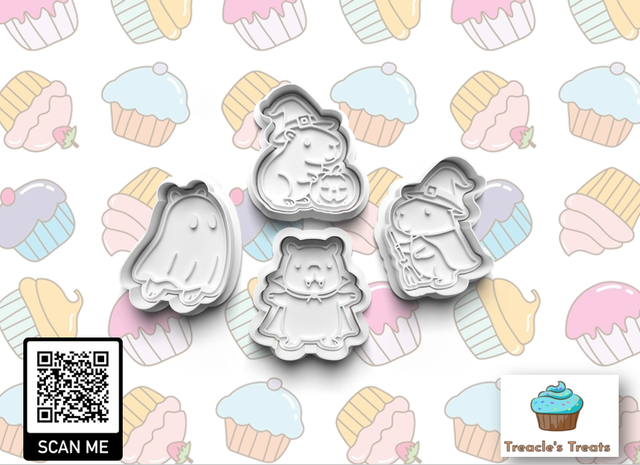 Halloween Capybara Fondant/cookie stamps with cutters