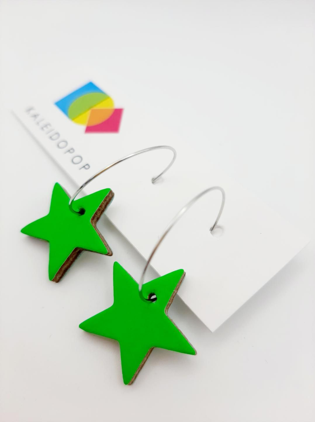 Reversible star hoops - neon green