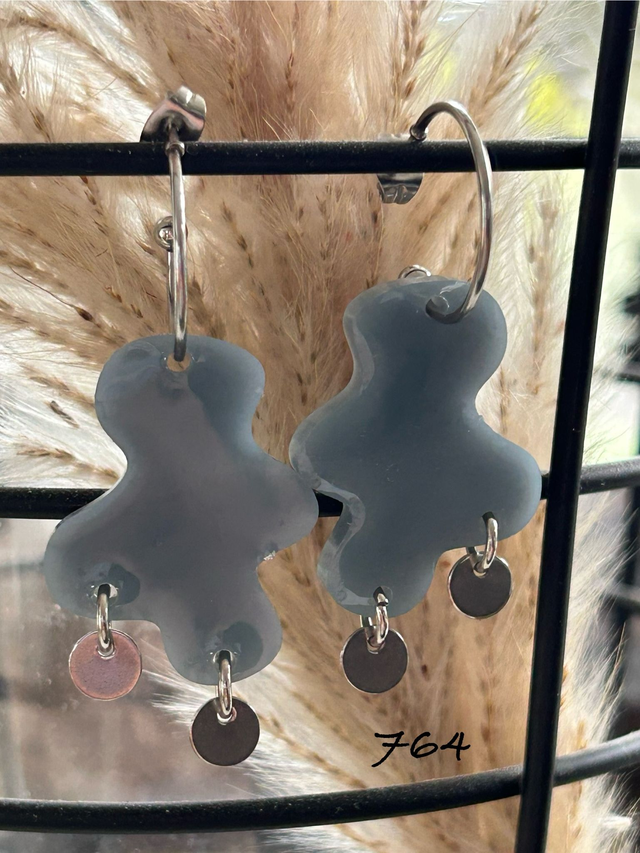 🩶Boucles d’oreilles demi-créoles – Résine Époxy & Acier Inoxydable - Réf. 764