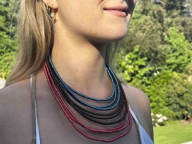 Collar hilos múltiple naranja