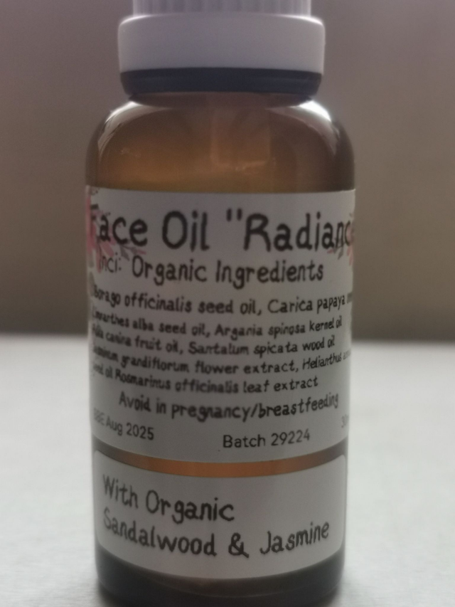 Face Oil- Radiance  (Organic Ingredients)    30ml
