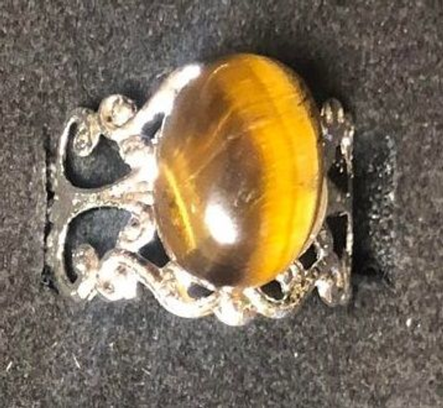 oeil de tigre (bague baroque argentée) 
