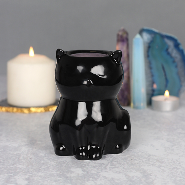 Black Cat Tealight Wax Burner 