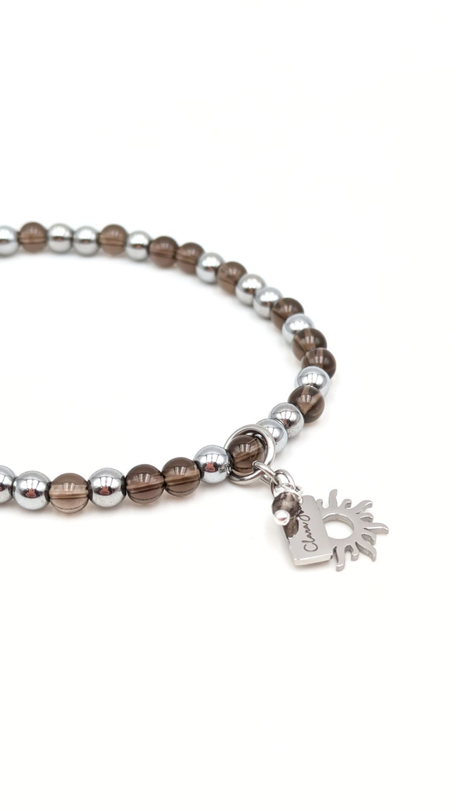 ✨ Bracelet Quartz Fumé &amp; Hématite – Clarté &amp; Stabilité intérieure