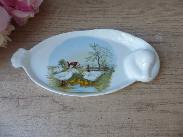 Plat de Service Limoges Vintage - Décor Oiseaux et Canards, Idéal Foie Gras et Maison de Campagne - Vaisselle Française - Charme Champêtre