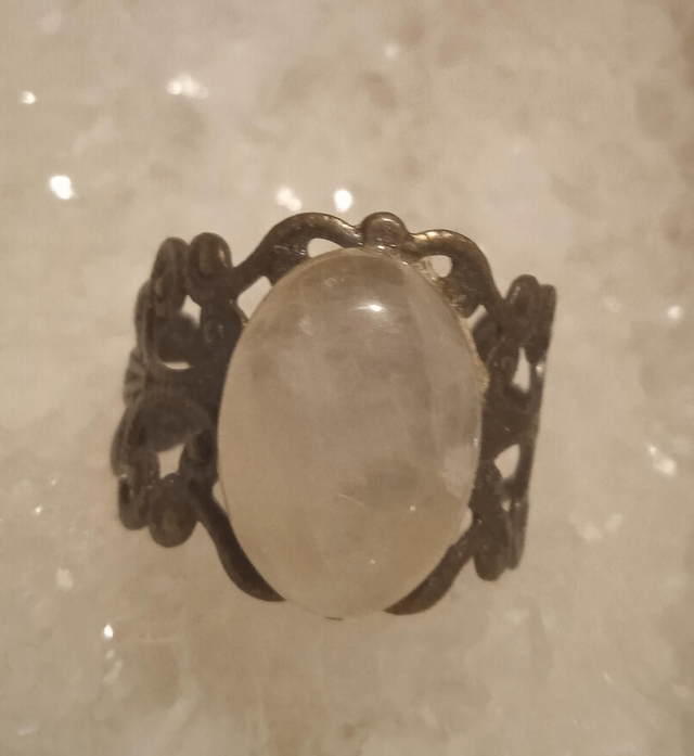 quartz rose (bague baroque bronzée) 