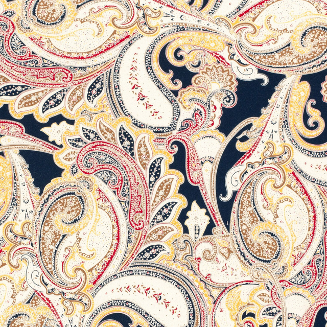 Coupon 80cmx135cm Viscose lin paisley marine