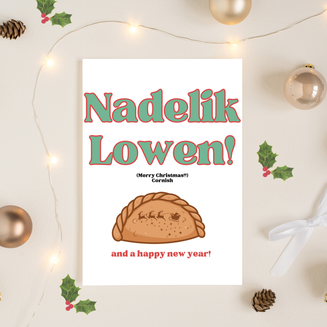 Nadelik Lowen Cornish Christmas card