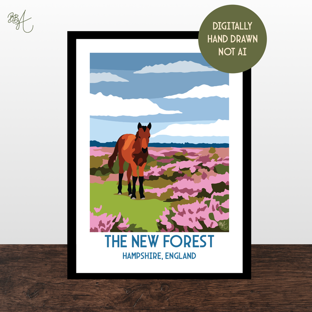 The New Forest, Hampshire, Travel Poster Print – Vintage Style Wall Art
