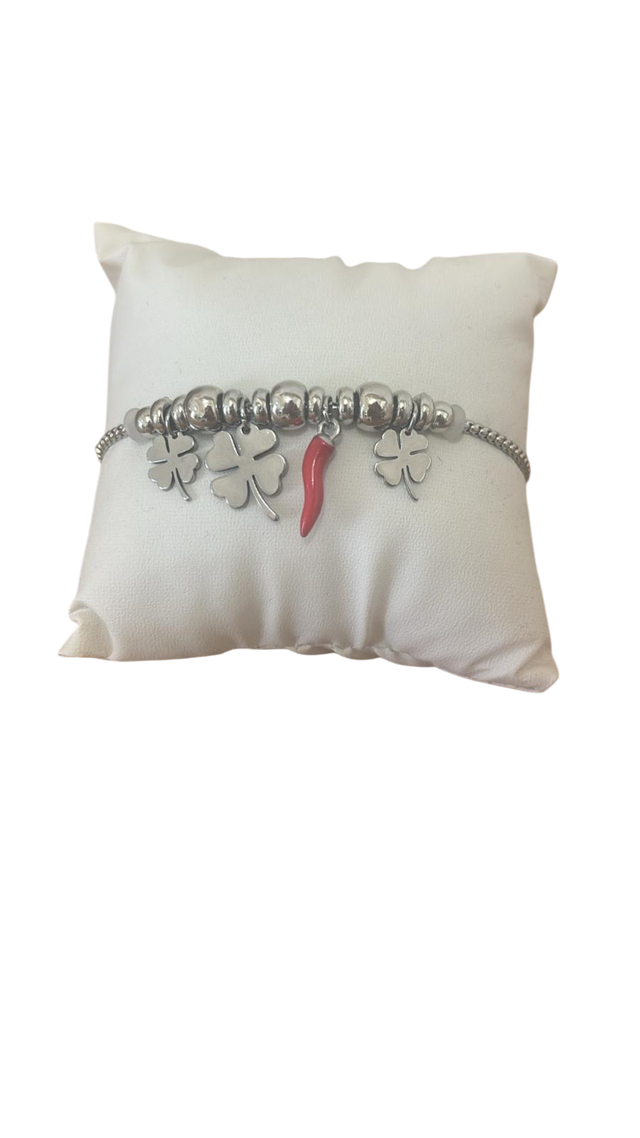 BRACCIALE CORNO QUADRIFOGLIO