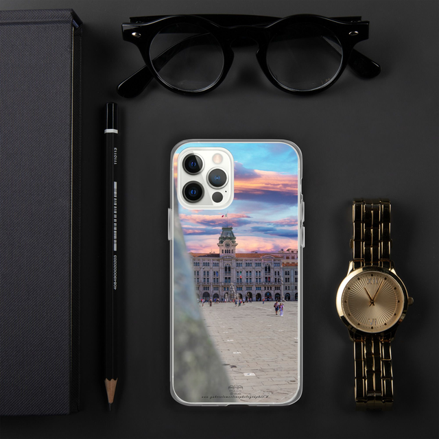 Cover per iPhone in silicone landscape sunset Trieste 
