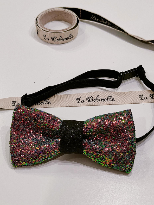 Noeud papillon glitter à paillettes colorées 