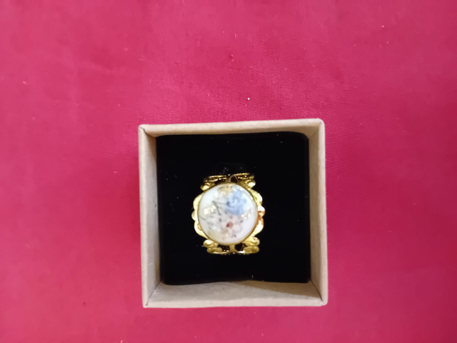 048 - Gold blue flower ring - Nature Inspiration