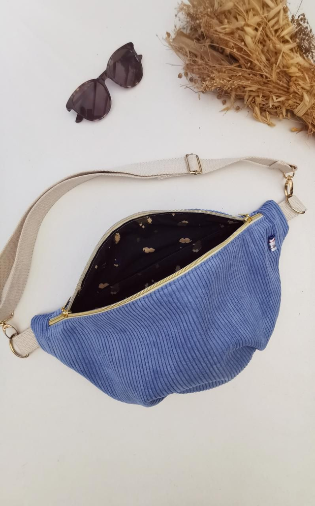 Banane LOUISE velour bleu ciel