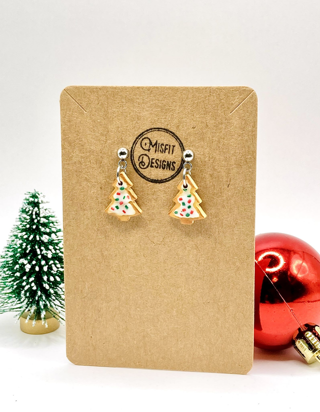 Iced Christmas cookie drop earrings