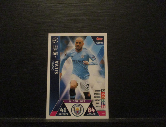 David Silva - UEFA Champions League Match Attax 2018/19 Original Trading Card #155