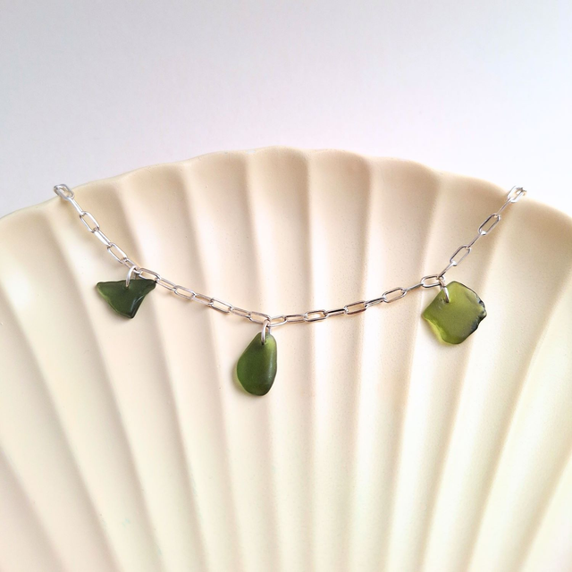 Bocca vert forêt - bracelet en argent et verre des plages