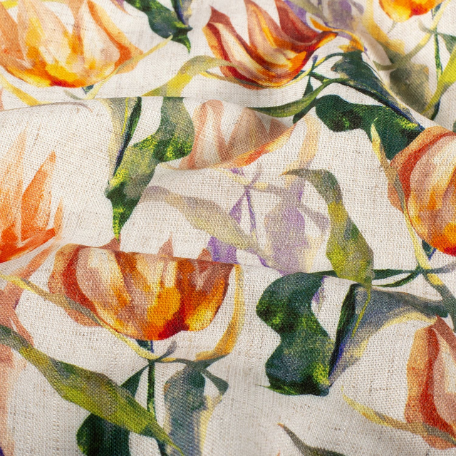 Lin Viscose Fleurs Jaune