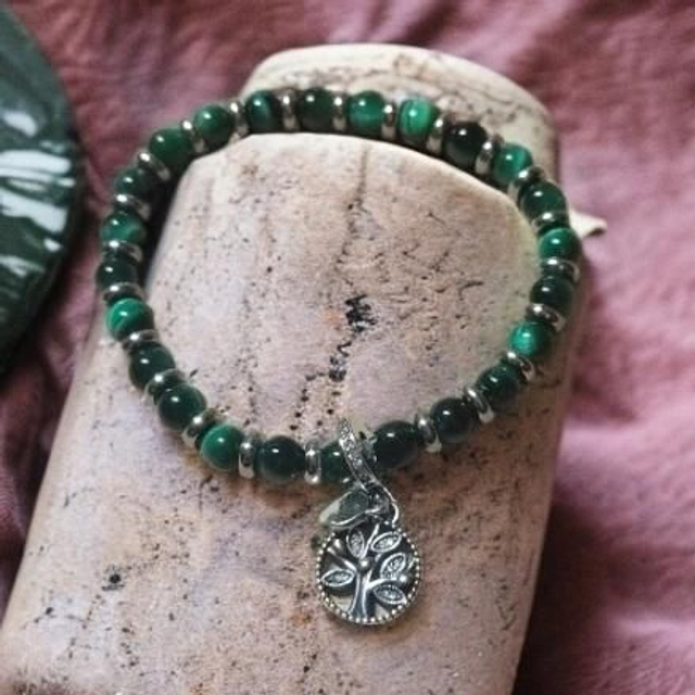 Bracelet Pandolith Oeil de tigre vert(Protection, Bien-ĂȘtre