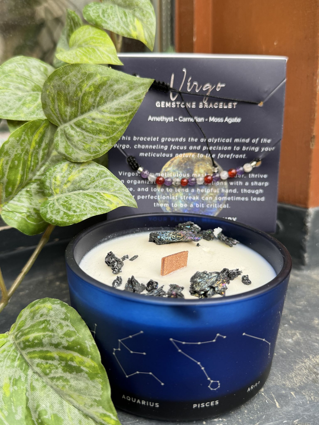 Bougie astro pierres + bracelet