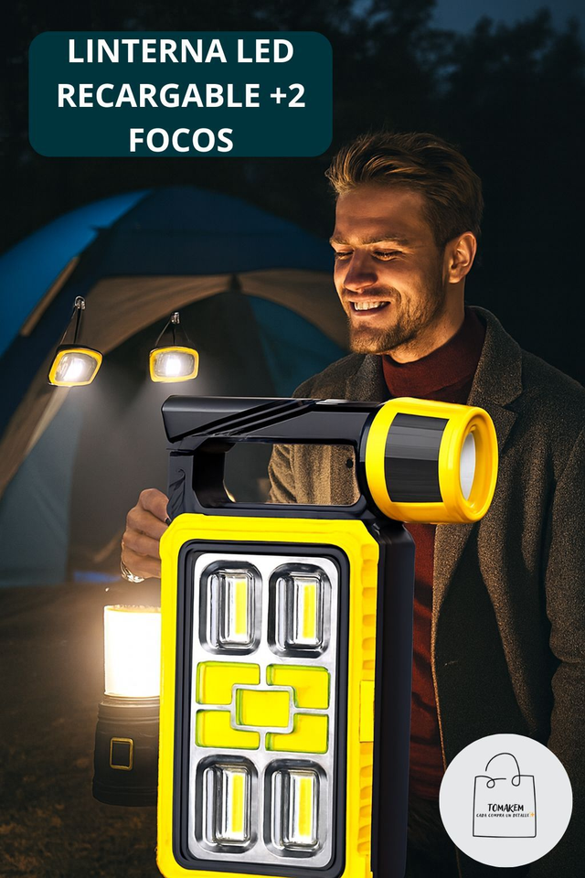 LINTERNA LED RECARGABLE +2 FOCOS