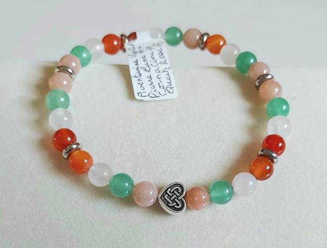 Cornaline, Pierre de Lune Rose, Quartz Rose &amp; Aventurine Verte