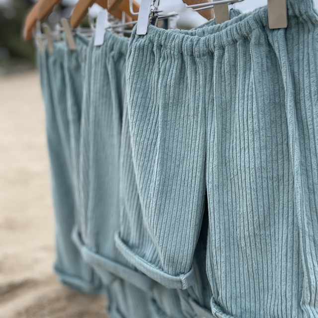 Pantalon velours grosse côte céladon 