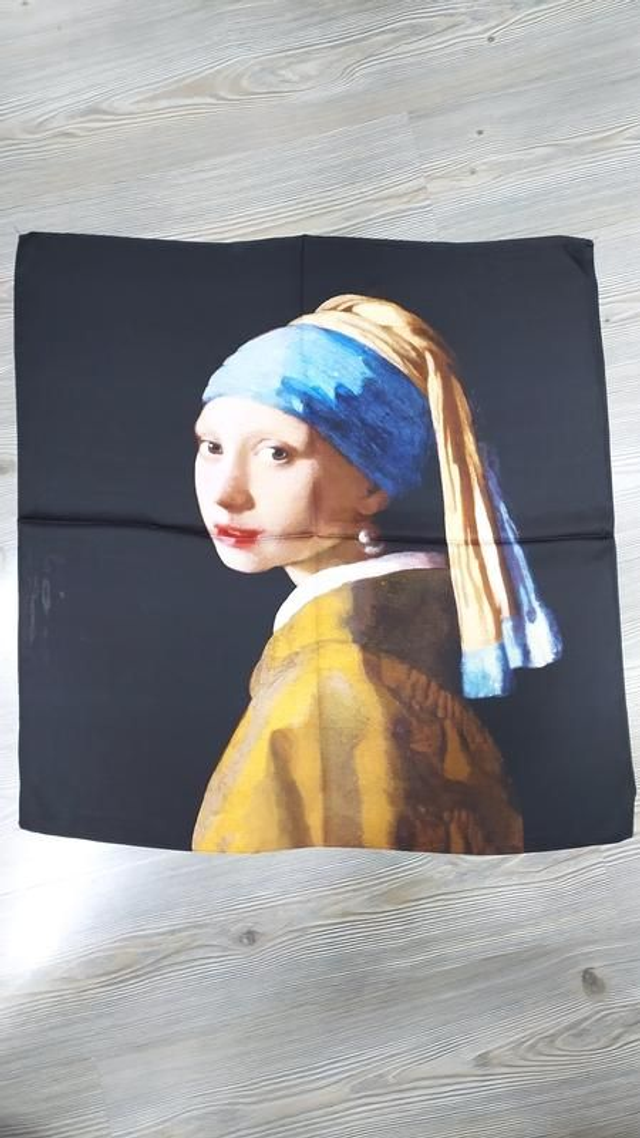  Foulard quadrato La ragazza con l&#039;orecchino di perla di Johannes Vermeer