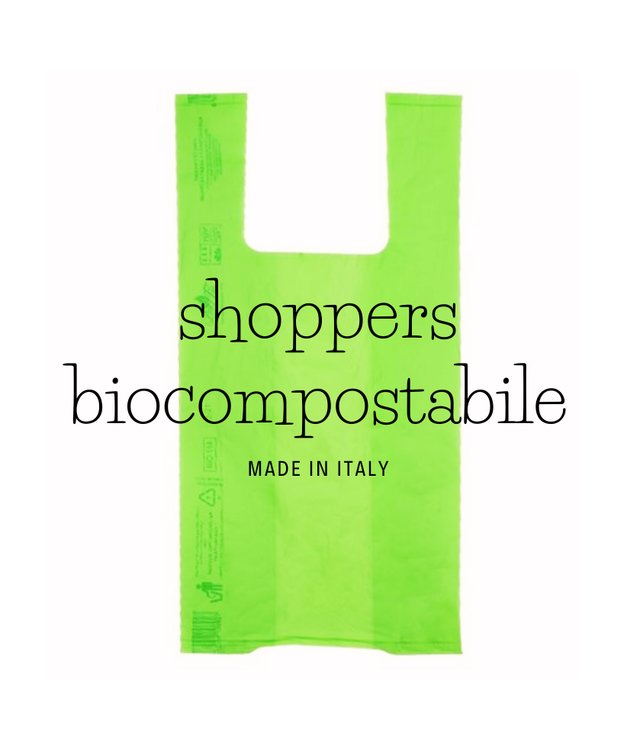 Shoppers biocompostabile verde formato medio mis. 28x50 cm. 