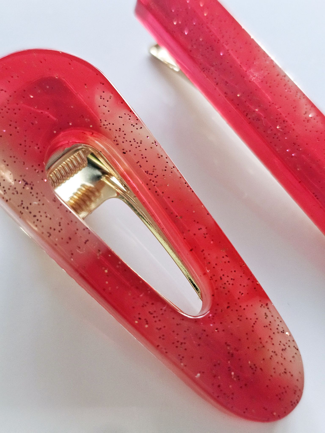 DUO BARRETTES DÉGRADÉ ROUGE ROSE