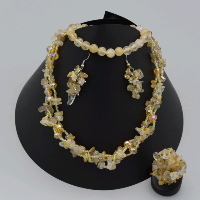 Parure de bijoux en citrine véritable