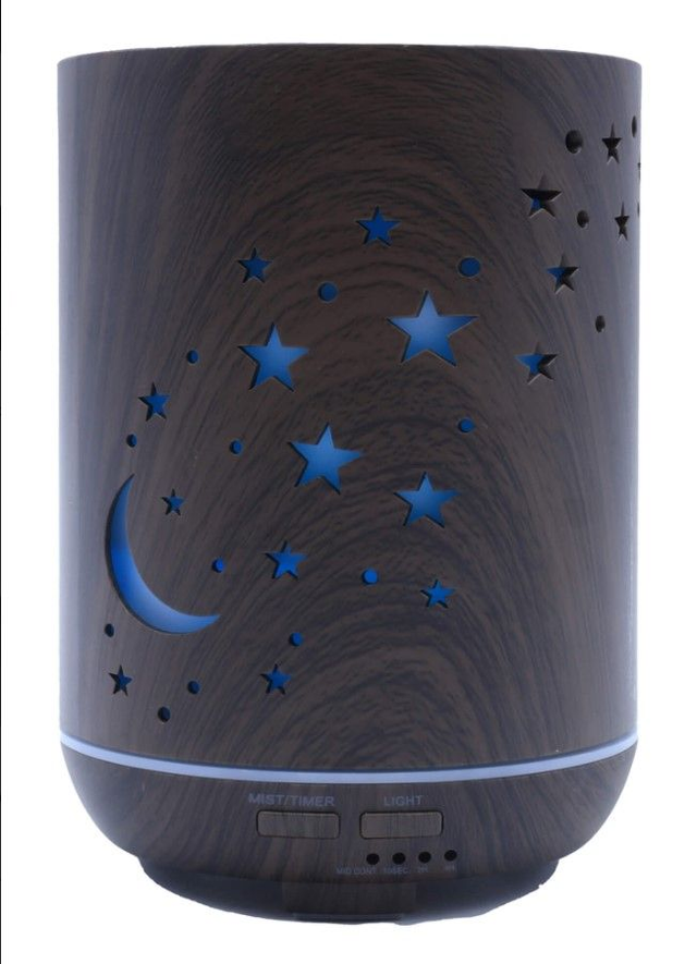 Diffuseur HE Cylindre Noir Lune & Etoiles 17cm