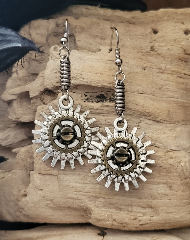 Boucles d&#039;Oreilles &quot;Temporia&quot; Rouages du Temps